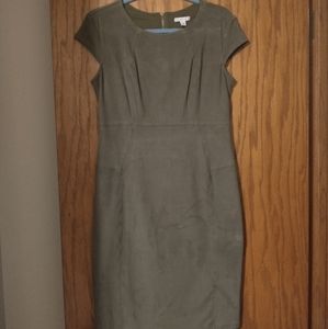 Olive faux suede sheath dress